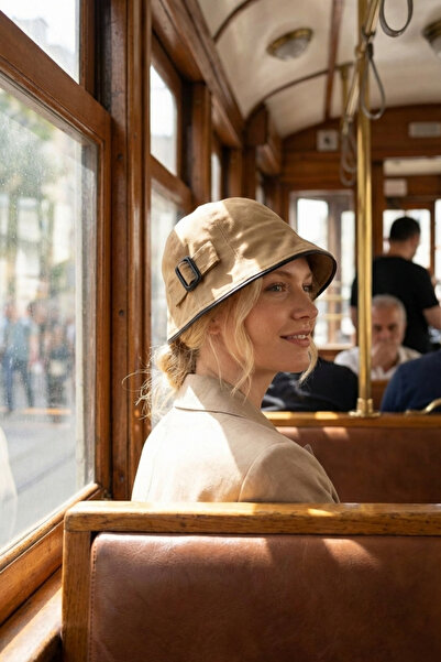 LAGRANZE Μίνιμαλ πολυεστερικό καπέλο bucket γυναικείο με επένδυση και αγκράφα