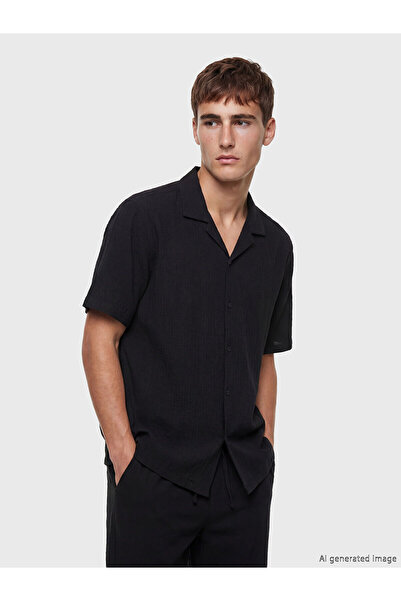 LC Waikiki Nevavm Regular Fit Krinkle Men's Shirt with Difference