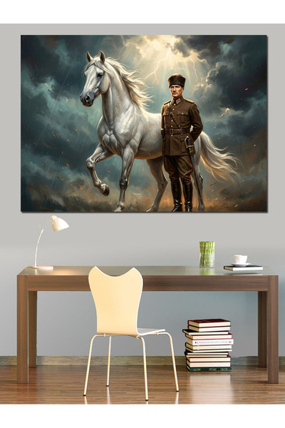 karizmart At Ve Mustafa Kemal Atatürk Dekoratif Kanvas - Mdf Ahşap Tablo