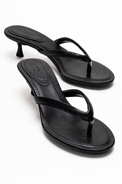 Lizy Shoes Γυναικείες μαύρες σαγιονάρες από γνήσιο δέρμα με τακούνι, κομψές, ...