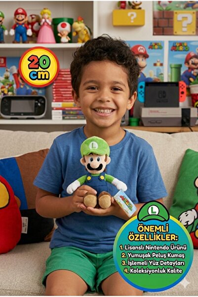 TOYFEST Nintendo Super Mario Luigi Peluş Oyuncak 20 cm Lisanslı Yumuşak Kolek...