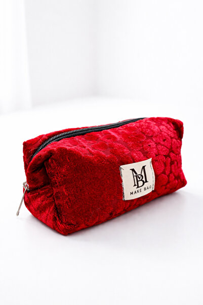 MAKE BAG BORDO KADİFE MAKYAJ ÇANTASI