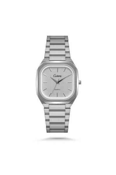 catera Men's Luxury Square Design Trendy Silver Color White Dial Watch