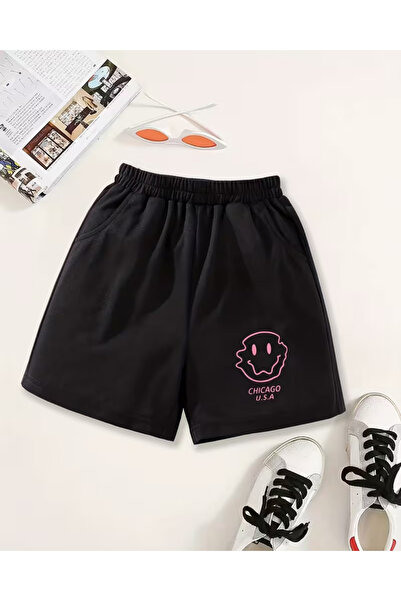 haha Girl's Summer Smiley Printed Shorts