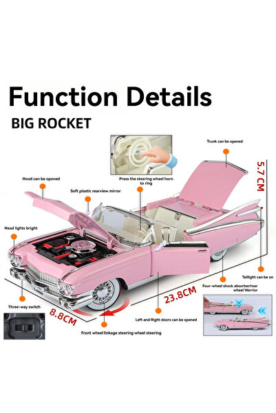 TOYTOPIA 1959 Cadillac Eldorado Biarritz 1:24 Ölçekli Döküm Klasik Model Arab...