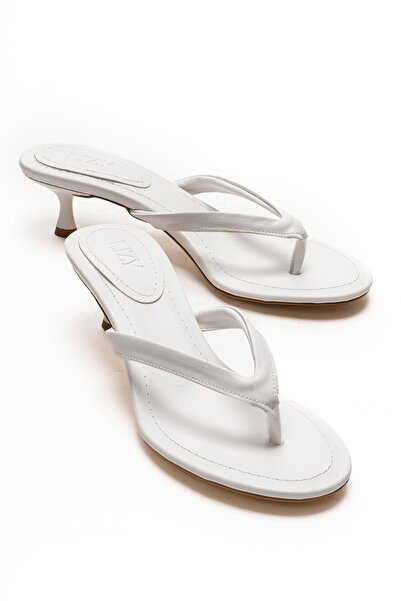 Lizy Shoes Γυναικείες λευκές σαγιονάρες από γνήσιο δέρμα με τακούνι, κομψές, ...