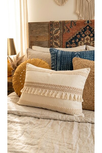 oiphome Μποέμικο διακοσμητικό μαξιλάρι 30x50 από λινό βαμβάκι με ποιοτικό σχέδιο