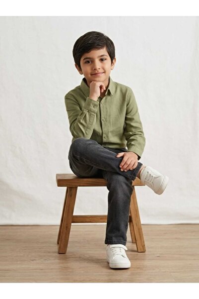 zavera for kids Αγορίστικο πουκάμισο από βισκόζη και παντελόνι τζιν σετ δύο τ...