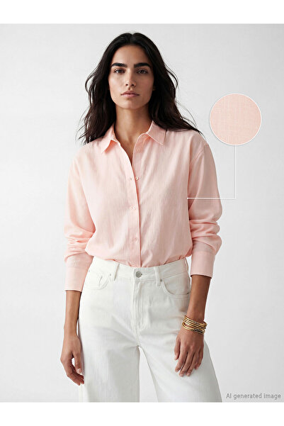 LC Waikiki Lcw Vision Pink Oversize Women's Shirt with Nevavm Difference - S6...