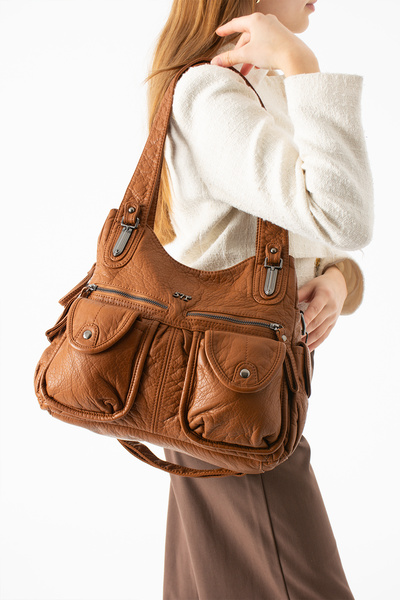 KIRASE 571 Εισαγόμενο δερμάτινο διαμερισμένο υλικό πλυσίματος, τσάντα χιαστί ...