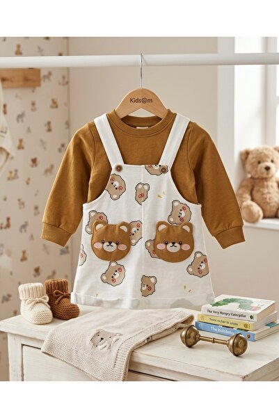 RÜYA KİDS Kız Bebek Çocuk Desenli Sweatshirt Elbise 2 Li Takım