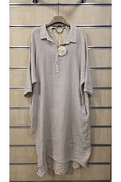 Park Moda Linen Dress with Ringed Back