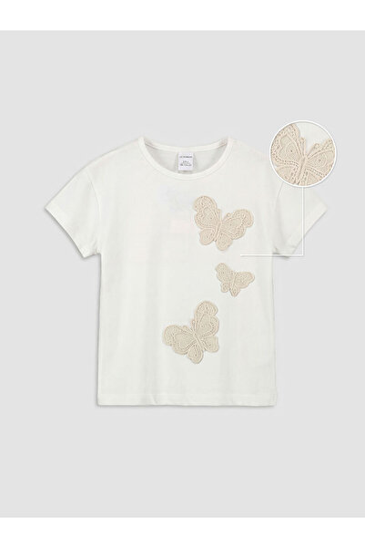 LC Waikiki Butterfly Embroidered Girls' T-Shirt