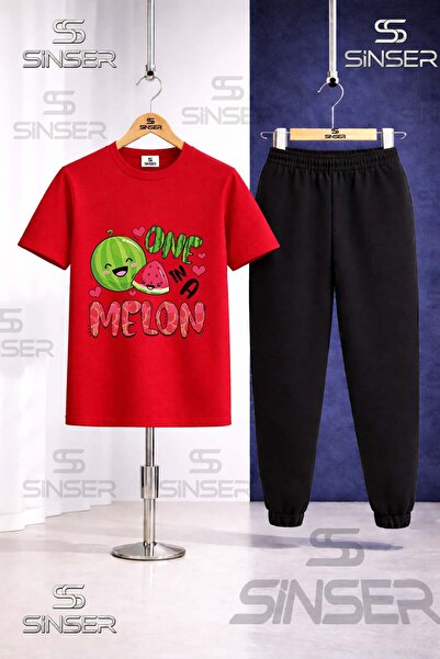 SS SİNSER Παιδικό Σετ Φόρμας με Στάμπα ΚΑΡΠΟΥΖΙ ΜΕ ΜΕΛΟΝΙ ΕΚΤΥΠΩΣΗ