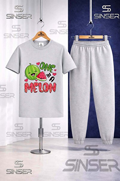 SS SİNSER Παιδικό Σετ Φόρμας με Στάμπα ΚΑΡΠΟΥΖΙ ΜΕ ΜΕΛΟΝΙ ΕΚΤΥΠΩΣΗ