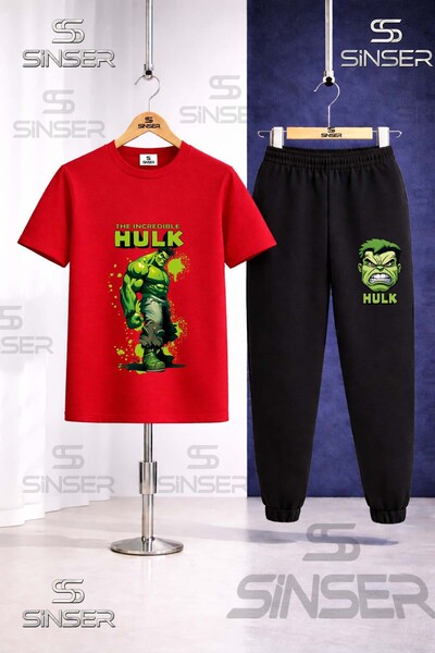 SS SİNSER Children's Hulk Printed and Painted Single Printed T-Shirt Tracksui...