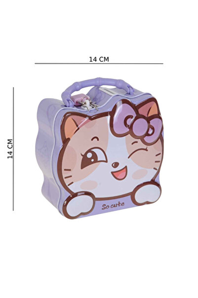 KESKİN SOUND Metal Cat Piggy Bank with Vacuum Bag and Key