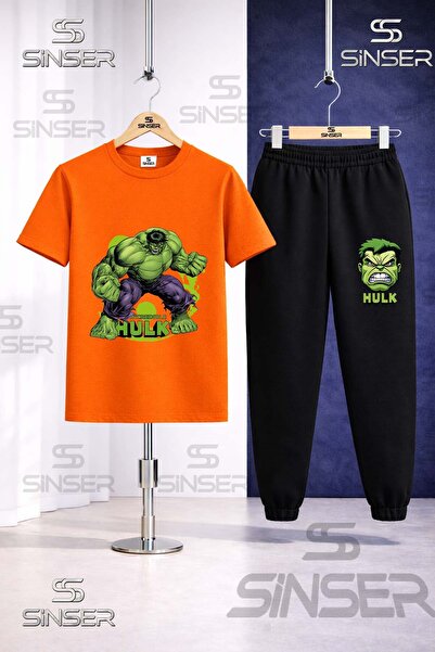 SS SİNSER طقم بدلة رياضية للأطفال مطبوع عليه HULK EL SIKAN GREEN TVL