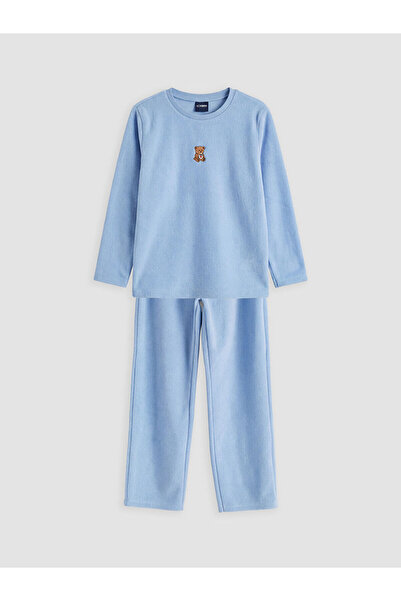 LC Waikiki Peak New Season Bear Embroidered Girls' Fleece Pajama Set