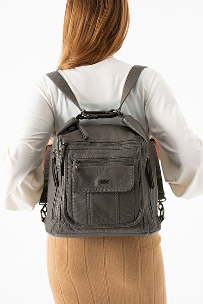 KIRASE 571 Ποιοτικό Πλυμένο Δερμάτινο Εισαγόμενο Σακίδιο Ώμου και Πλάτης με Ε...