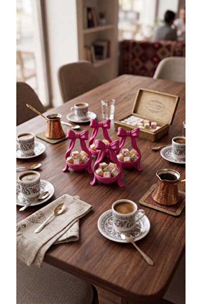 Fulmin Kahve Yanı Sunumluk / 4’lü Set / Fiyonk Detaylı Dekoratif Sunum Kasesi...