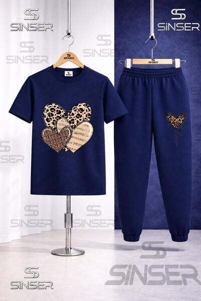 SS SİNSER Παιδικό Σετ Φόρμας με Στάμπα ΚΑΡΔΙΕΣ ΛΕΟΠΑΡ