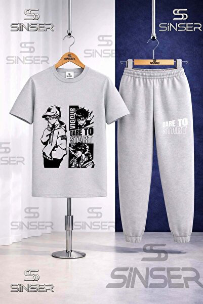 SS SİNSER Παιδικό σετ φόρμας με μπλουζάκι με στάμπα DARE TO START BLACK