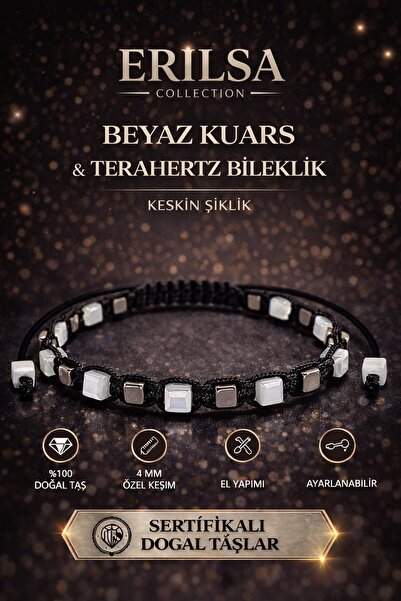 Erilsa Certified White Quartz Terahertz Bracelet - 4 mm Cube Cut – Natural St...