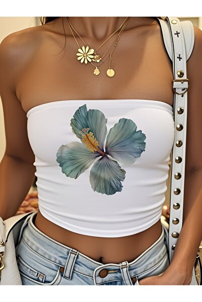 Toum Retro Flower Strapless Crop