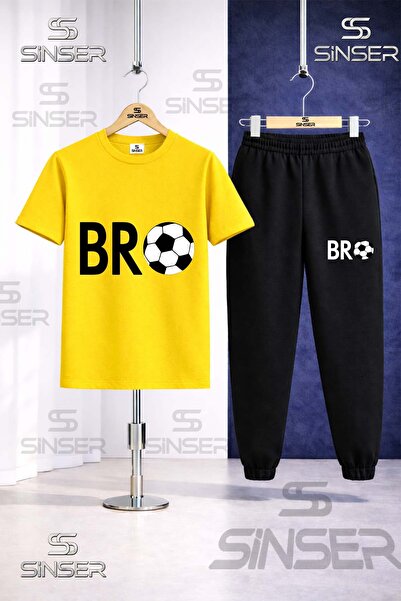 SS SİNSER Παιδικό Σετ Φόρμας με Μπλουζάκι με Στάμπα BRO TOP YAZI SYH