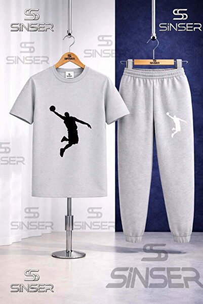 SS SİNSER Children's Basket Man Black Printed T-Shirt Tracksuit Set