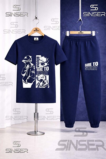 SS SİNSER Children's Dare to Start White Printed T-Shirt Tracksuit Set