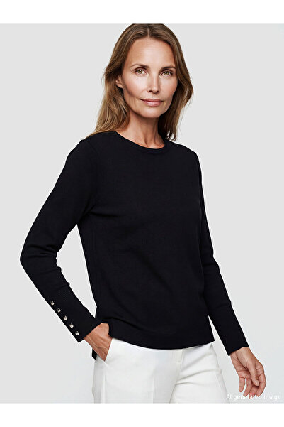 LC Waikiki Nevavm Farkıyla Lcw Grace Black Oval Neck Women's Knitwear Sweater...