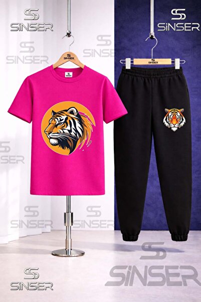SS SİNSER Παιδικό Σετ Φόρμας με Μπλουζάκι με Στάμπα TIGER HEAD CIRCLE