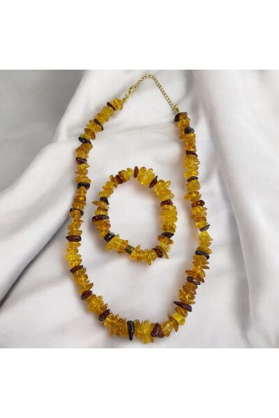 AURA STONE Aurastone Natural Amber Necklace Bracelet Set