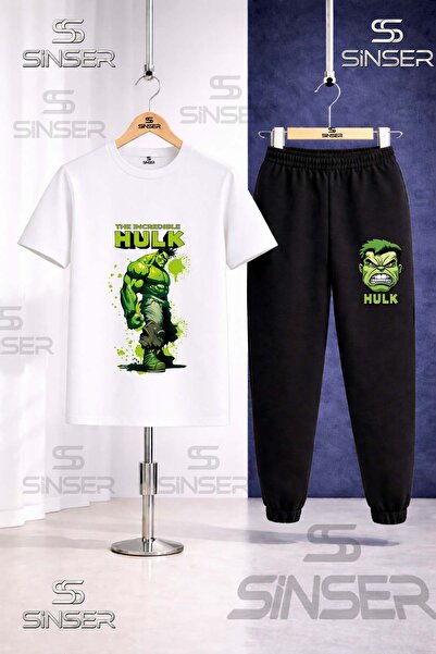 SS SİNSER Children's Hulk Printed and Painted Single Printed T-Shirt Tracksui...