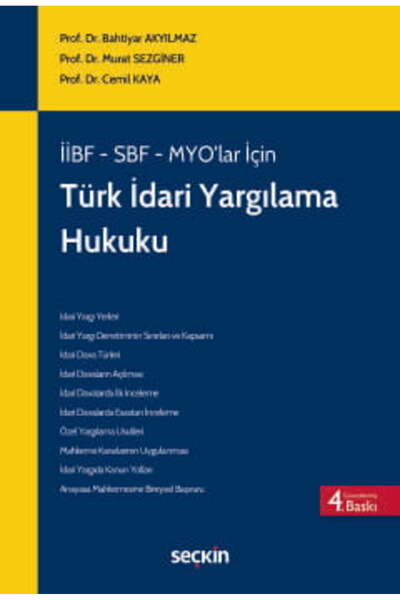 Seçkin Yayıncılık İİBF, SBF, MYO'lar İçin Türk İdari Yargılama Hukuku (MYO) P...