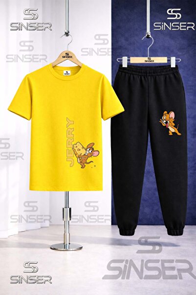 SS SİNSER Children's Jerry Single Cheese Calan Printed T-Shirt Tracksuit Set