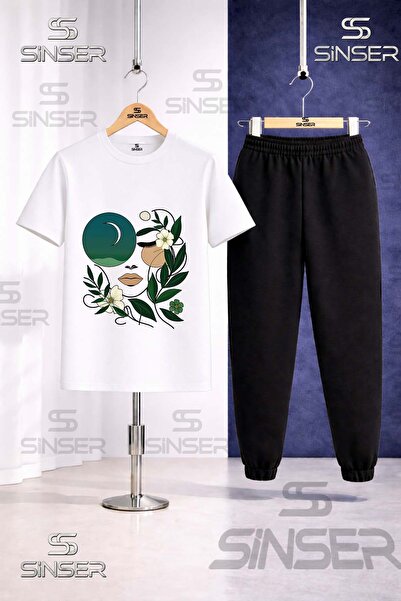 SS SİNSER Παιδικό Σετ Φόρμας με Μπλουζάκι με Στάμπα CICEKTEN GREEN GIRL YUZU