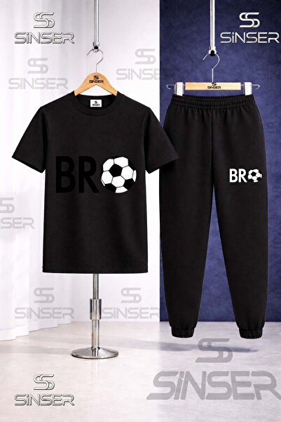 SS SİNSER Παιδικό Σετ Φόρμας με Μπλουζάκι με Στάμπα BRO TOP YAZI SYH