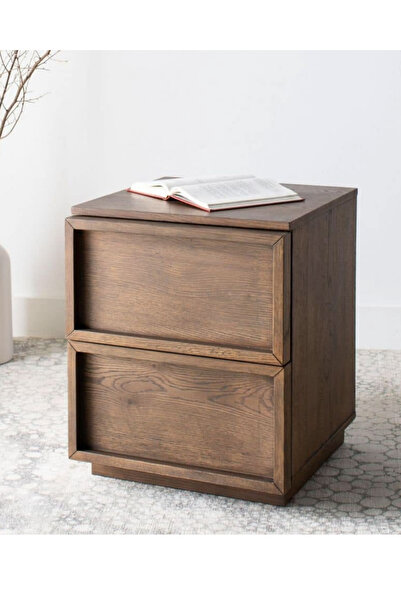 Womex Atölye Hudson Masif Ahşap Çift Çekmeceli Modern Komodin