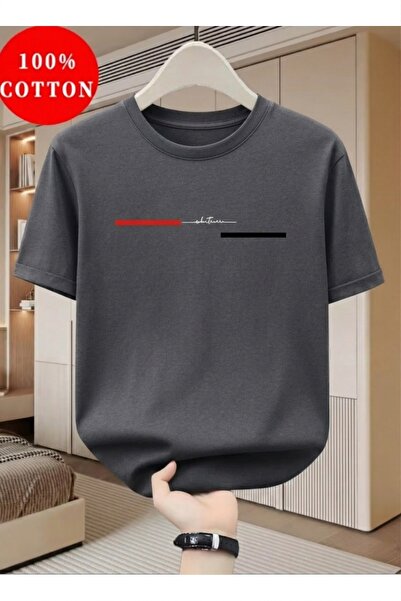 gencerco Bay/ Whatever Baskılı Basic Regular T-shirt FÜME