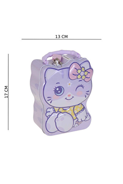 KESKİN SOUND Metal Cat Piggy Bank with Vacuum Bag and Key