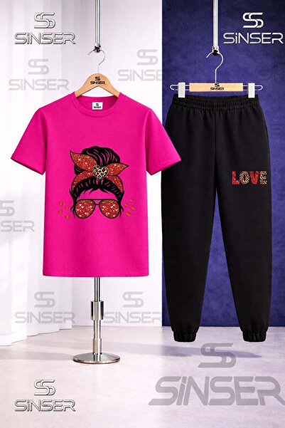 SS SİNSER Children's Glasses-Printed Gril Red Leopard Pattern Printed T-Shirt...