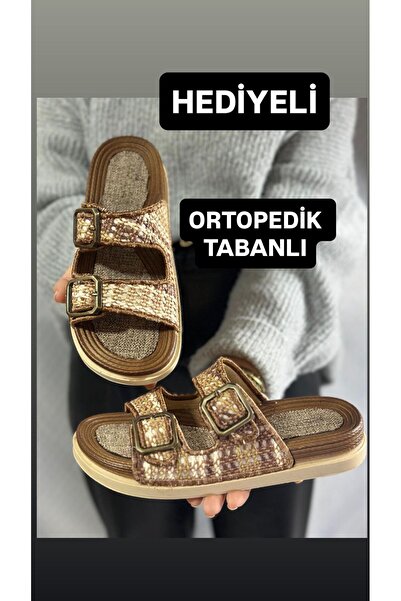 KAYGISIZ AYAKKABI Women's Brown Anatomical Sole Comfortable Orthopedic Home O...