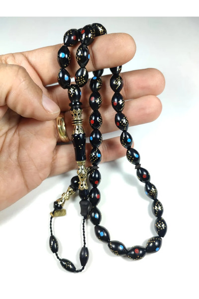 İskeçe Tesbih Halil Hilmi Masterpiece Enamel Silver Necklace with Silver Chain