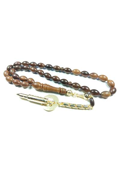 İskeçe Tesbih Φυσικό κουκούλι με μοτίβο μολύβδου, επάργυρη φούντα και συνδυασ...