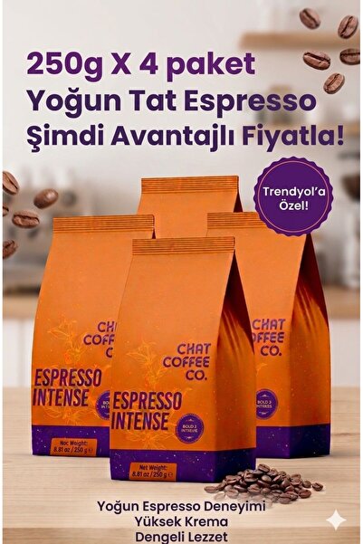 CHAT COFFEE CO. Espresso Intense 1 kg ( 4 x 250g) - Yoğun Kahve & Yüksek Krem...