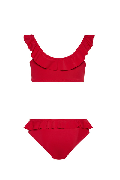 TOOSALTY Girl's Red Flounce Bikini Set 25Sg006St