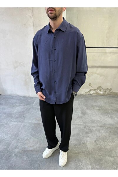 DIFRANSEL JEANS Men's Tensel Washable Oversize Flowy Shirt